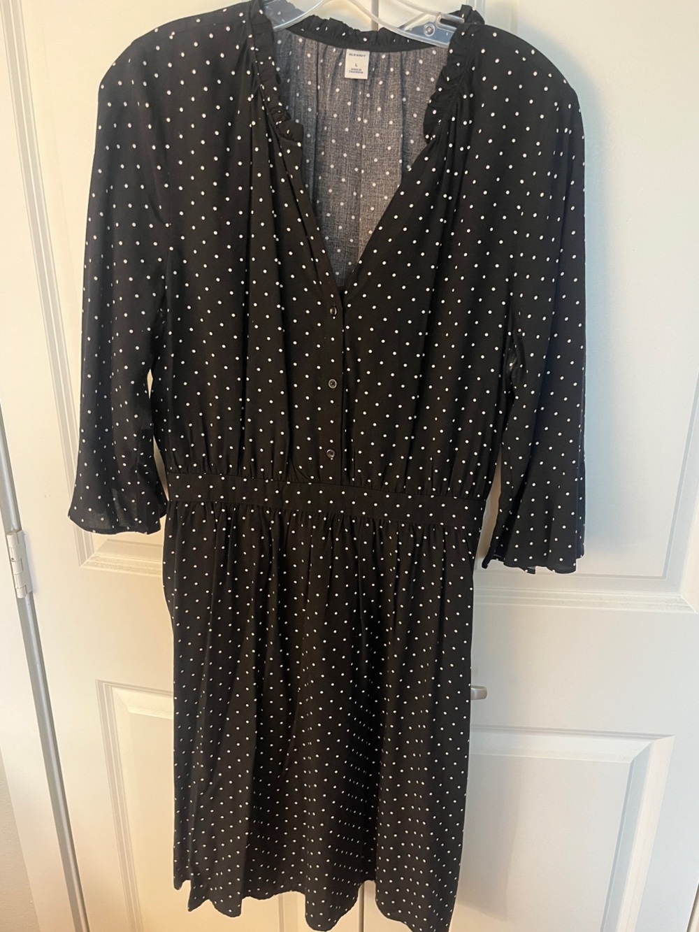 Old Navy Black and White Polka Dot Midi Dress